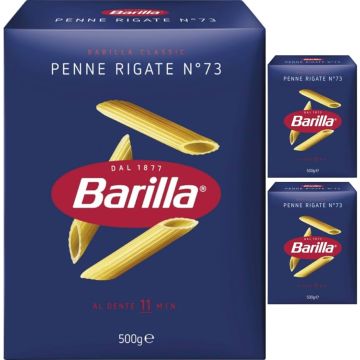 Barilla Penne Rigate N°73 500 g – pâtes italiennes striées pour une meilleure accroche de la sauce