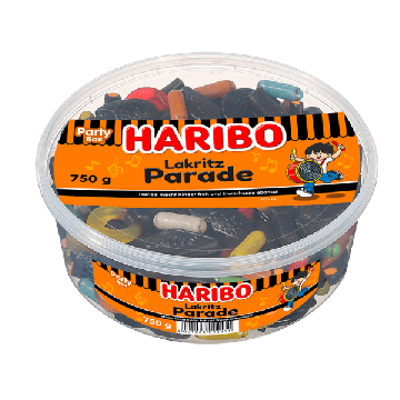 HARIBO Liquorice Parade, boîte de 750 g contenant un assortiment de bonbons à la réglisse sucrés et salés