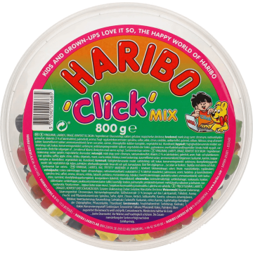 Haribo Click Mix 800g sachet avec bonbons gélifiés, guimauves, réglisses et dragées