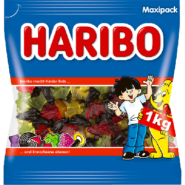 Haribo Vampire 1kg avec ailes fruitées gélifiées et corps en réglisse épicée