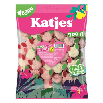 Katjes Grün-Ohr-Hase 700g lapins vegans en guimauve avec oreilles gélifiées fruitées