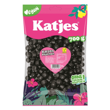 Katjes Katzen Pfötchen 700g réglisse vegan tendre en formes de petites pattes