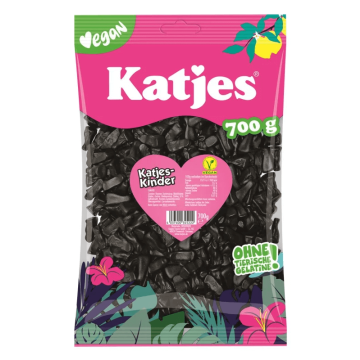 Katjes Kinder Vegan 700g bonbons réglisse dure salée en forme de chat, vegan