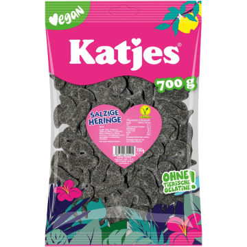 Katjes Salzige Heringe 700g réglisse salée vegan en forme de petits poissons
