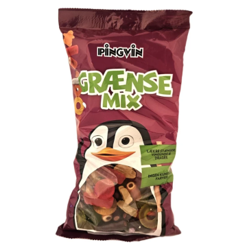 Pingvin Grænse Mix 800g assortiment réglisse, gommes fruitées et bonbons gélifiés