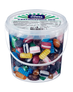 Evers Københavner Mix Display 1kg avec bonbons danois fruités, caramel, réglisse et menthe