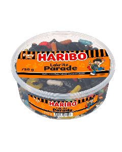 HARIBO Liquorice Parade, boîte de 750 g contenant un assortiment de bonbons à la réglisse sucrés et salés