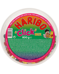 Haribo Click Mix 800g sachet avec bonbons gélifiés, guimauves, réglisses et dragées