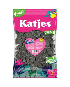 Katjes Salzige Heringe 700g réglisse salée vegan en forme de petits poissons