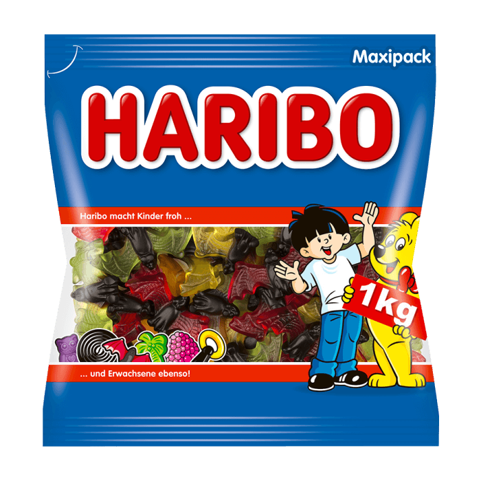 Haribo Vampire 1kg avec ailes fruitées gélifiées et corps en réglisse épicée