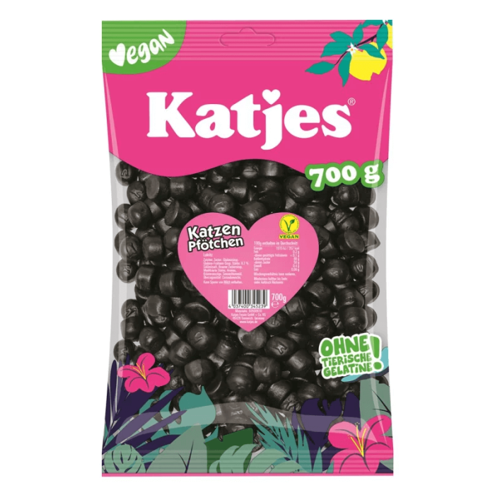 Katjes Katzen Pfötchen 700g réglisse vegan tendre en formes de petites pattes