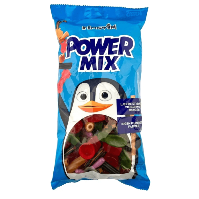 Pingvin Power Mix Display 900g assortiment réglisse forte, salée, sucrée et gommes fruitées