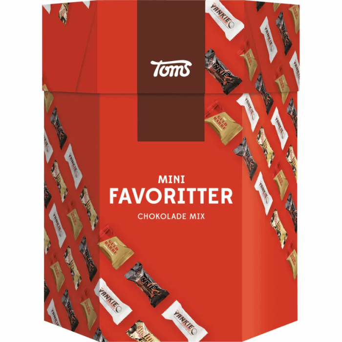 Toms Mini Favoritter 1300g assortiment de mini chocolats danois nougat noix caramel fruits