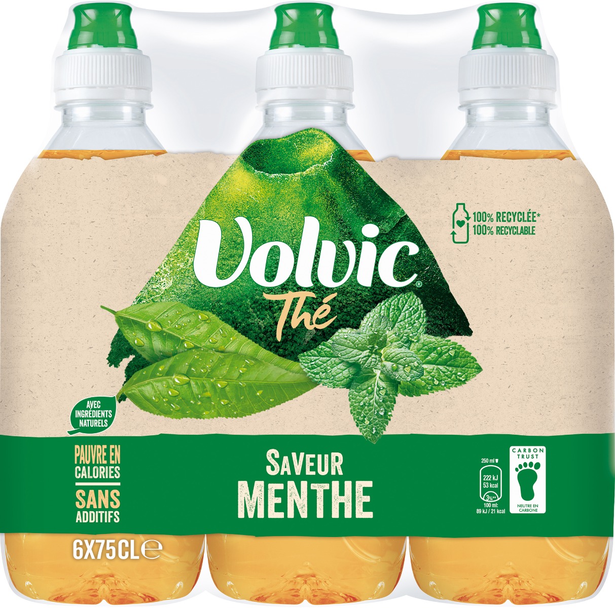 Volvic thé vert menthe - 6 x 0.75 L